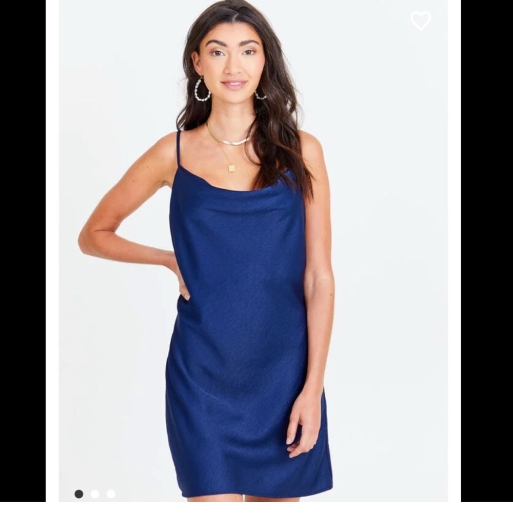 Altar'd State Blue Cowl Neck Slip Mini Dress